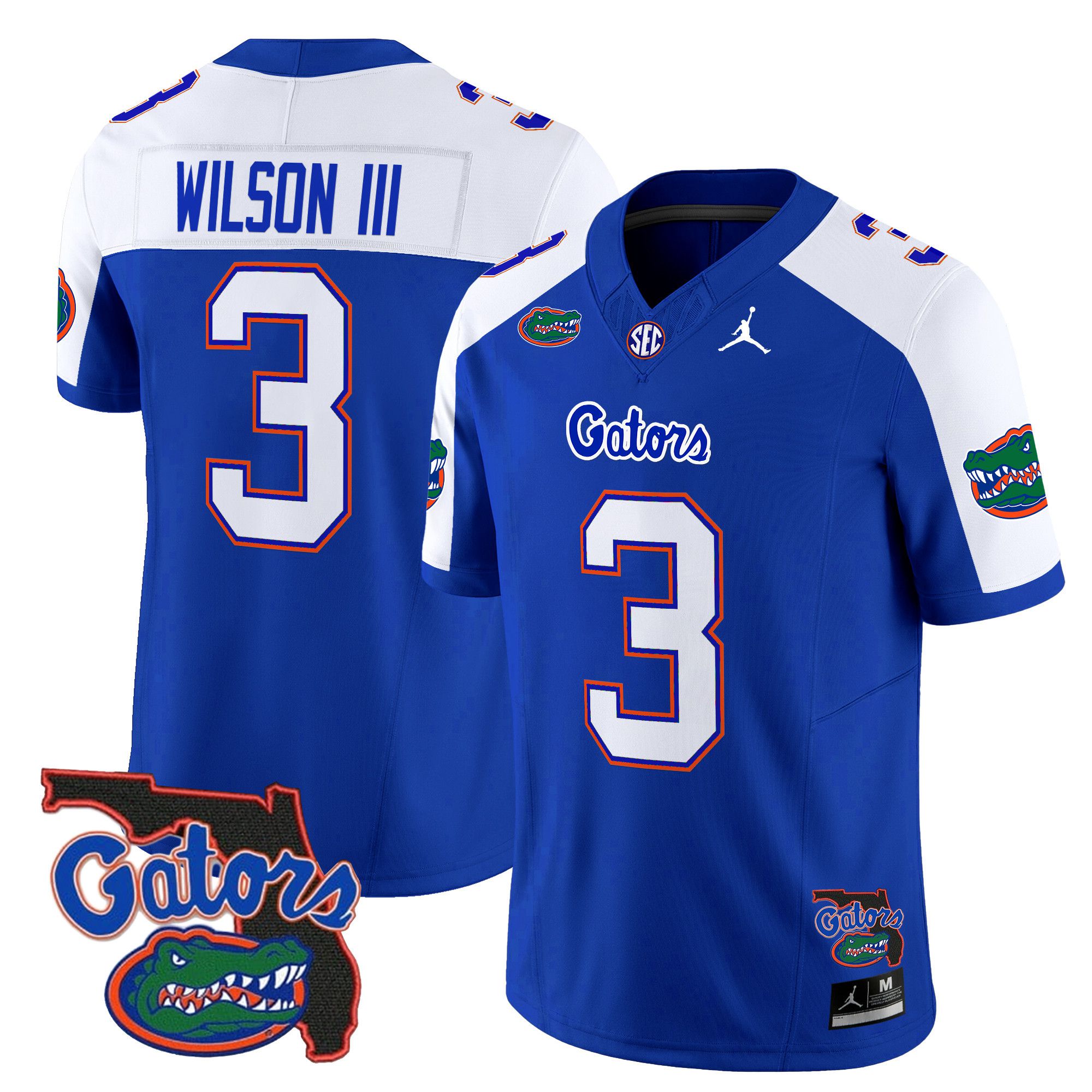 Men Florida Gators #3 Wilson iii Blue 2024 Florida Patch Vapor Limited NCAA Jersey